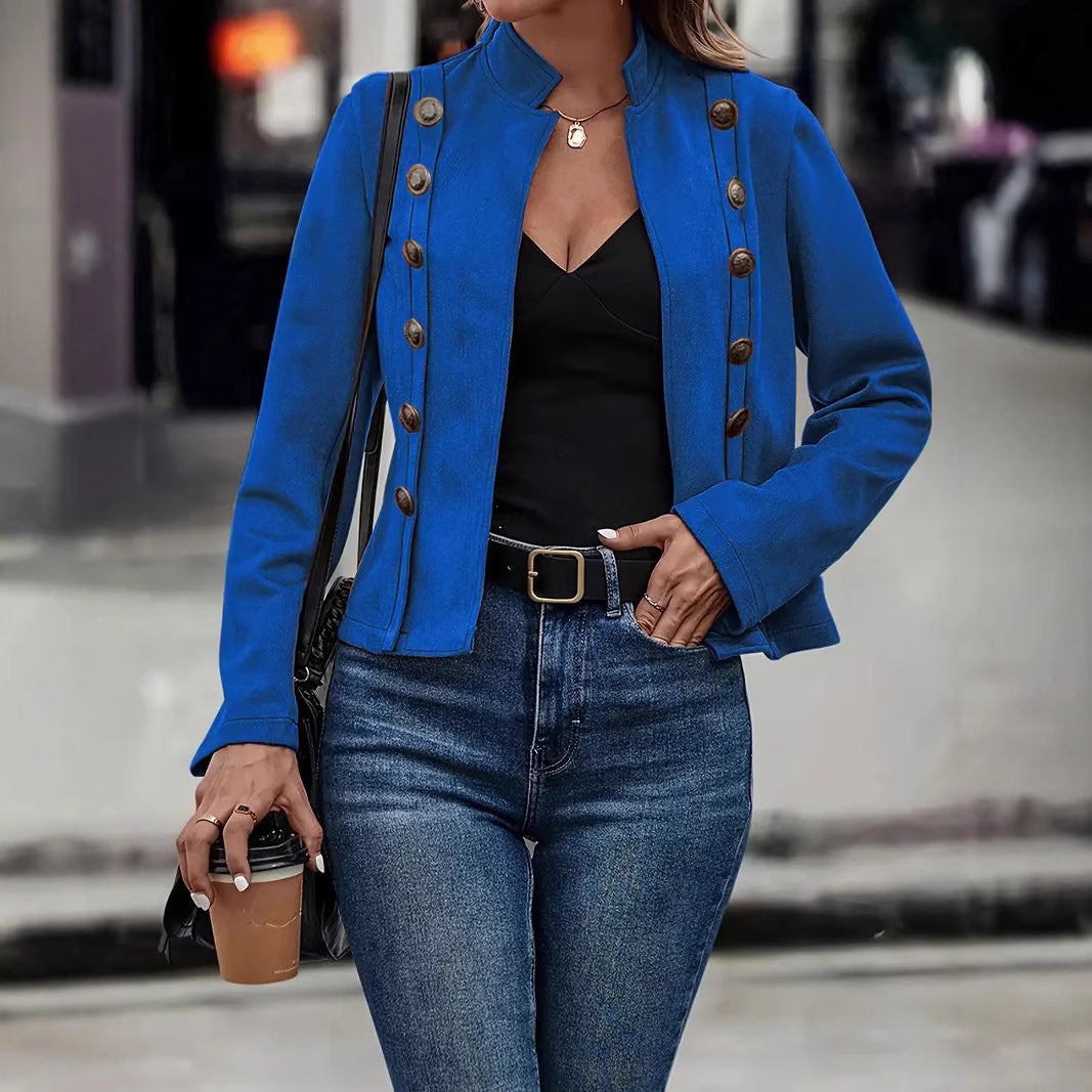 Double-row Metal Buckle Deerskin Coat