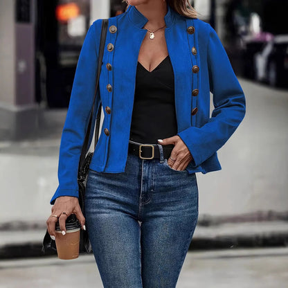 Double-row Metal Buckle Deerskin Coat