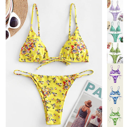 Summer Flowers Print Bikini Sexy Beach Swimming Suit Fashion Push Up