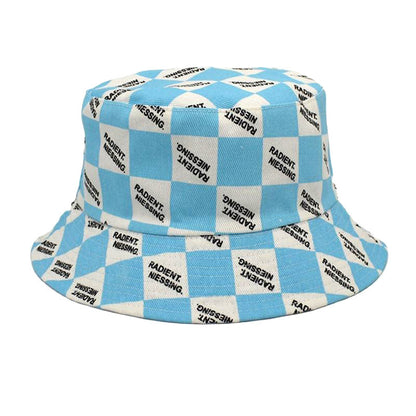 Letter Plaid Bucket Hat Fashion Double-sided Wear Bucket Hat