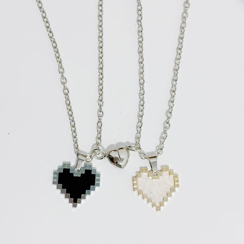 2pcs Magnetic Heart-shaped Mosaic Necklace Fashion Personality Couple