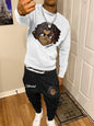 Men's Casual Fashion Round Neck Sweater Sport Pants Suit