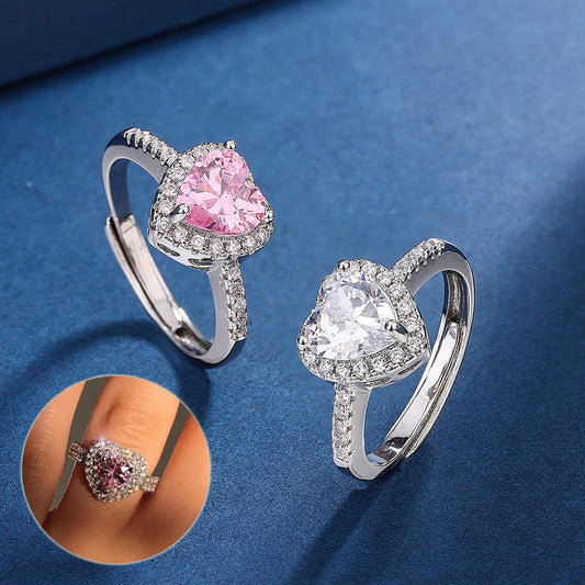 Fashion Jewelry Micro-encrusted Zircon Diamond Love Peach Heart Ring