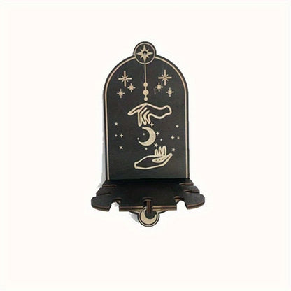1pc Rustic Wooden Bat Crystal Floating Shelf - Wall Hanging Decorative
