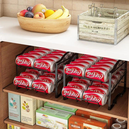 4 Tiers Can Organizer Rack, 48 Cans Soda Can Dispenser Organizer for
