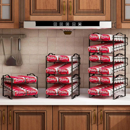 4 Tiers Can Organizer Rack, 48 Cans Soda Can Dispenser Organizer for