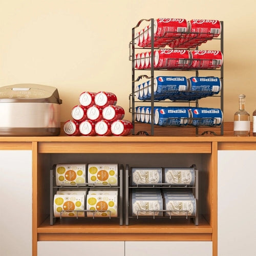 4 Tiers Can Organizer Rack, 48 Cans Soda Can Dispenser Organizer for