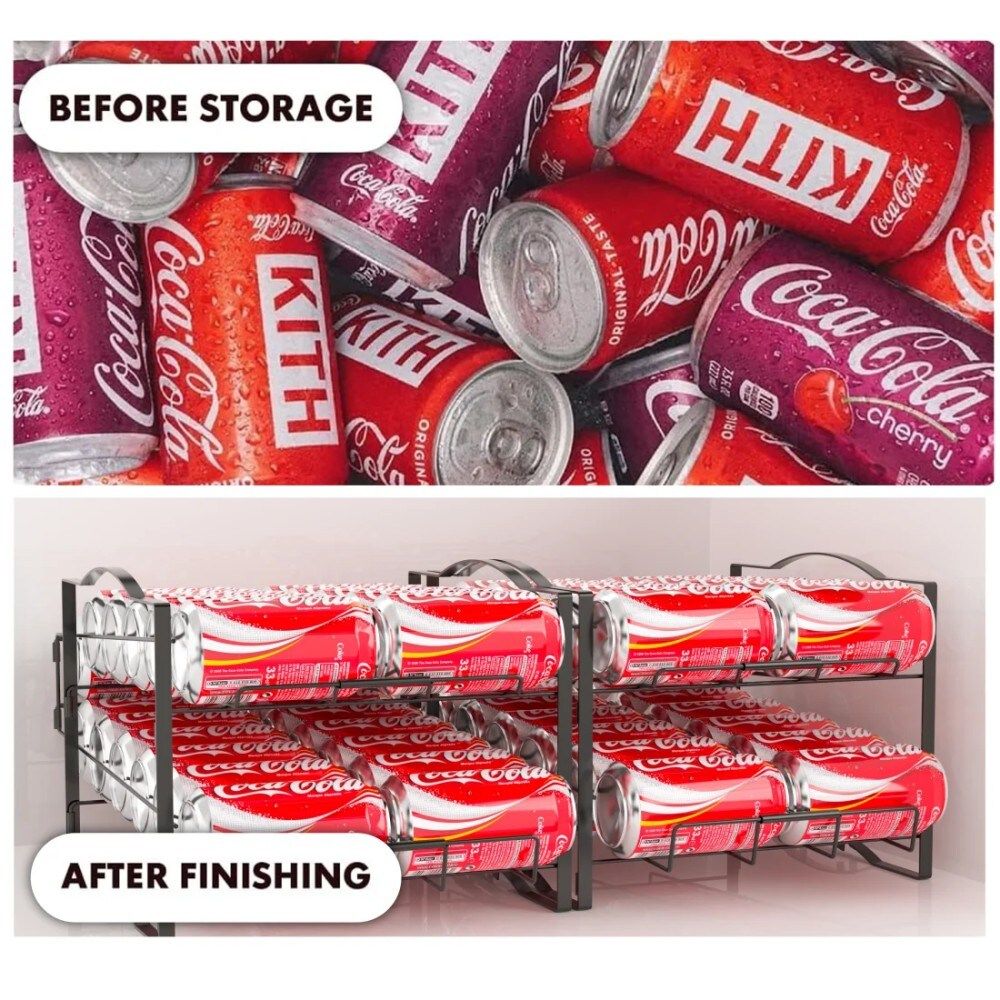 4 Tiers Can Organizer Rack, 48 Cans Soda Can Dispenser Organizer for