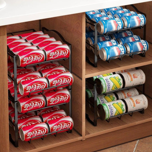 4 Tiers Can Organizer Rack, 48 Cans Soda Can Dispenser Organizer for