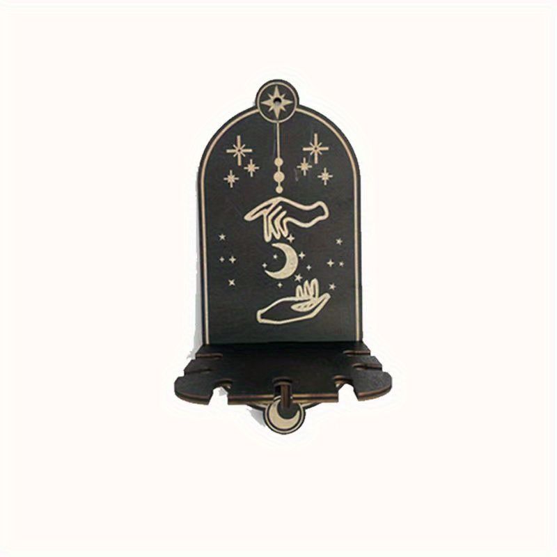 1pc Rustic Wooden Bat Crystal Floating Shelf - Wall Hanging Decorative