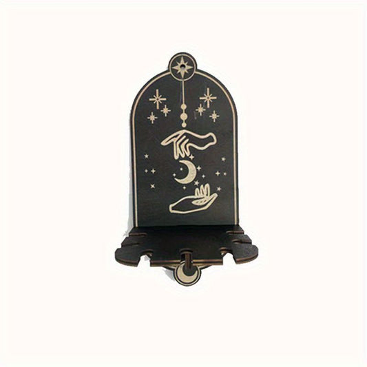1pc Rustic Wooden Bat Crystal Floating Shelf - Wall Hanging Decorative