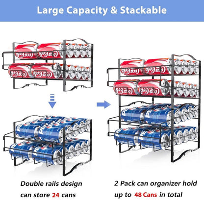 4 Tiers Can Organizer Rack, 48 Cans Soda Can Dispenser Organizer for