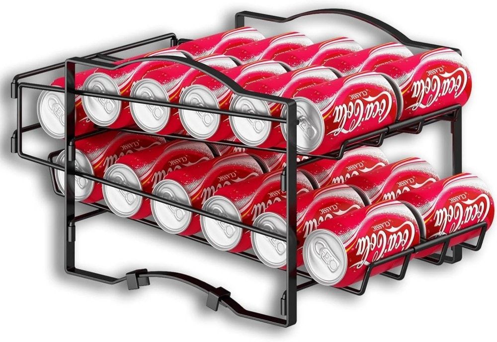 4 Tiers Can Organizer Rack, 48 Cans Soda Can Dispenser Organizer for