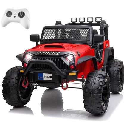 Red 48.4" Large Ride On Car for Kids, Battery Powered Electric Car