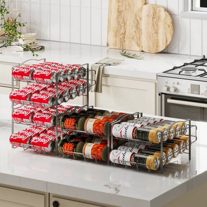 4 Tiers Can Organizer Rack, 48 Cans Soda Can Dispenser Organizer for
