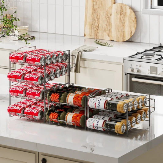 4 Tiers Can Organizer Rack, 48 Cans Soda Can Dispenser Organizer for