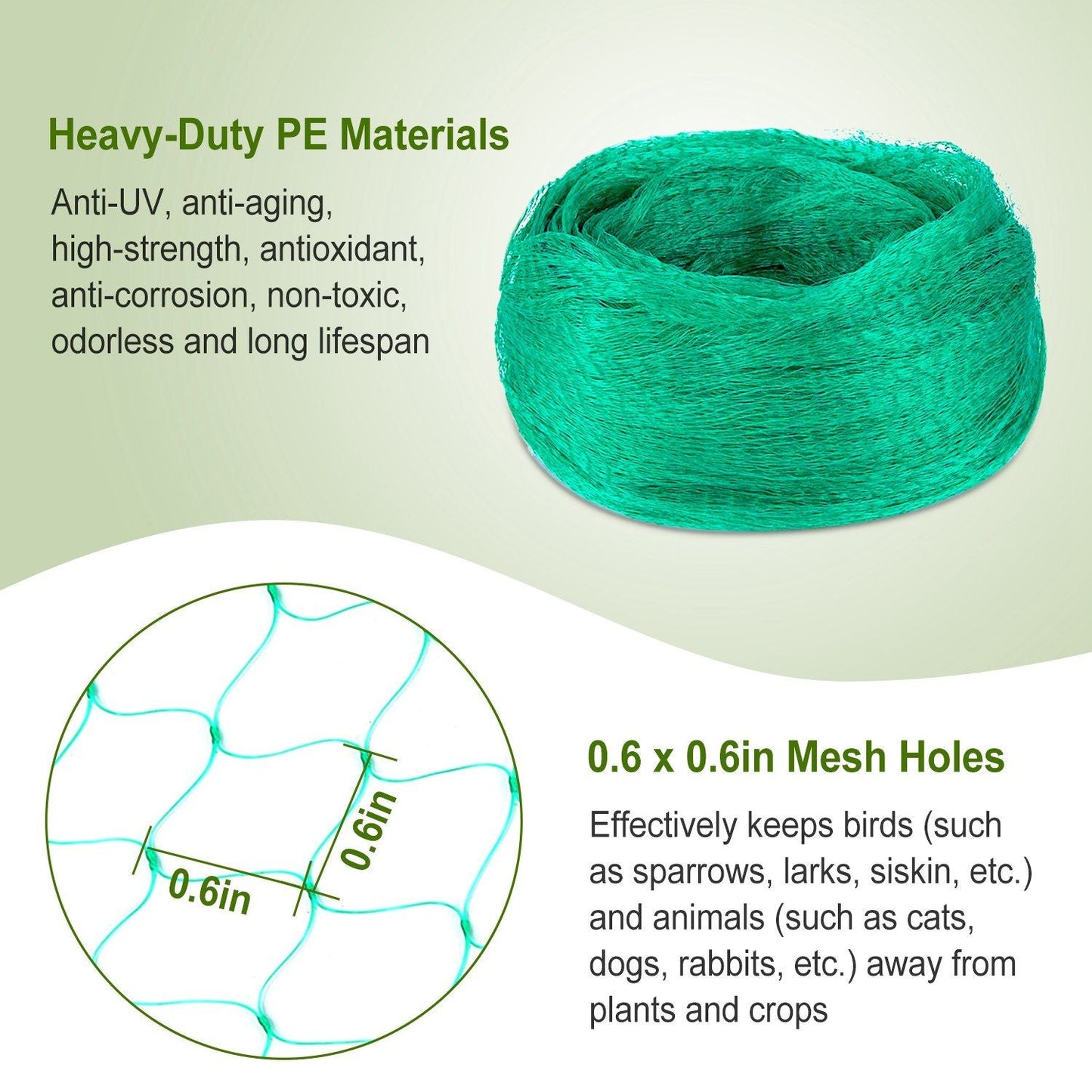 13 x 33ft Garden Netting Heavy Duty PE Anti Bird Netting Plants Fruits