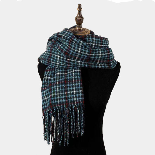 Plaid Tassel Scarf