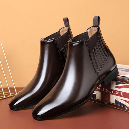 Pointed Toe Chelsea-style Boots For Men Fashion British Style Square
