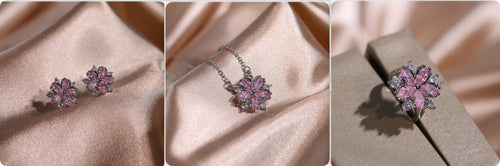 Fashion Jewelry Zircon Women Necklace Ring Double Layers Flower Cubic