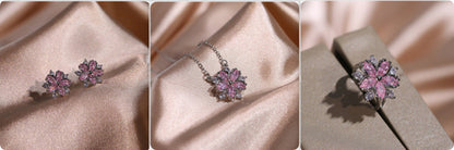 Fashion Jewelry Zircon Women Necklace Ring Double Layers Flower Cubic