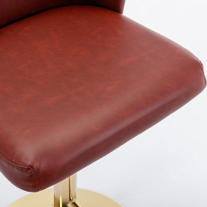 LuneluX_Home – Modern PU Leather Swivel Barstools (Set of 2, Burgundy)