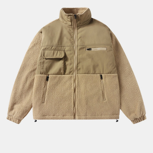 Cross Loose Lapel Fleece Warm Casual Men's Jacket