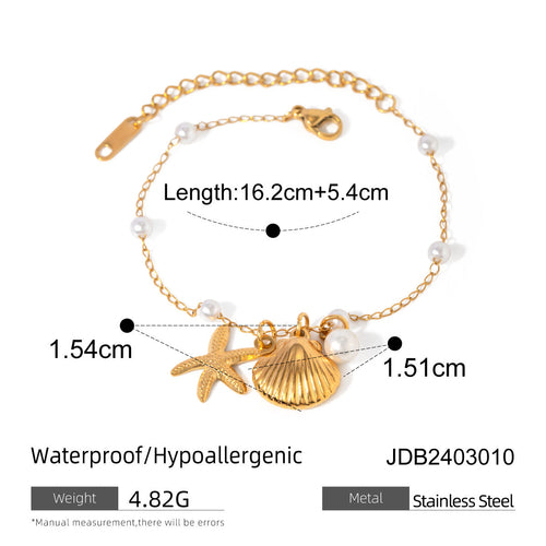 Fashion Jewelry 18K Gold Stainless Steel Pearl Chain Summer Holiday