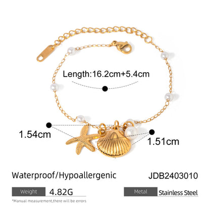 Fashion Jewelry 18K Gold Stainless Steel Pearl Chain Summer Holiday