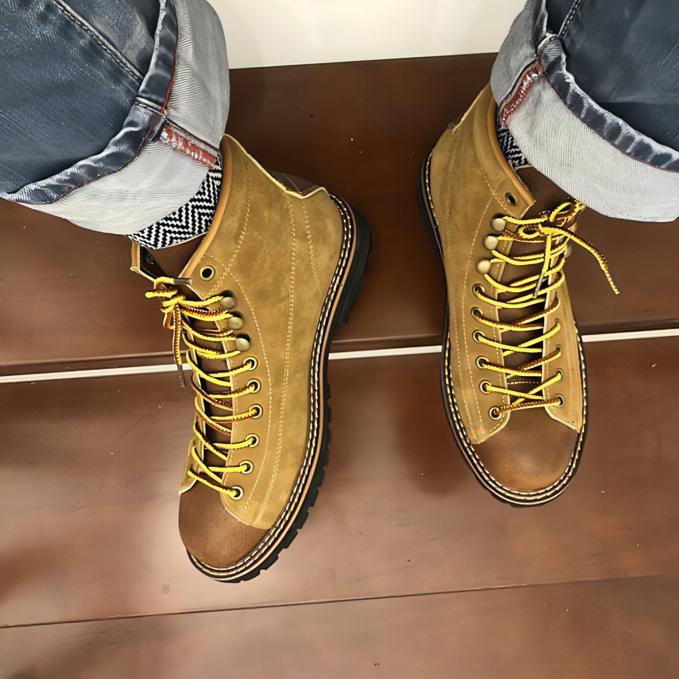 Men's Round Toe Fashion Casual Leather Shoes Martin