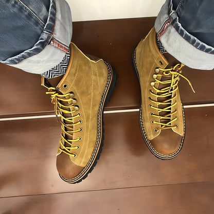 Men's Round Toe Fashion Casual Leather Shoes Martin
