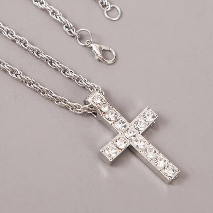 Cross Pendant Necklaces For Women Men Punk Hiphop Rope Chain On Neck