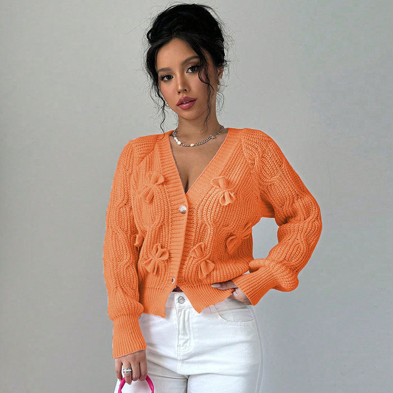 Women's Long Sleeve Bowknot Knitwear Cardigan