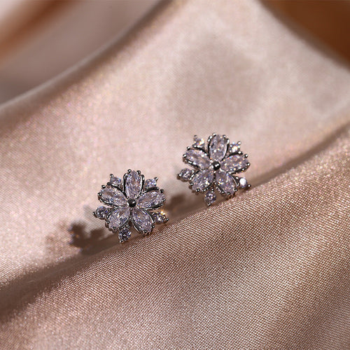 Fashion Jewelry Zircon Women Necklace Ring Double Layers Flower Cubic