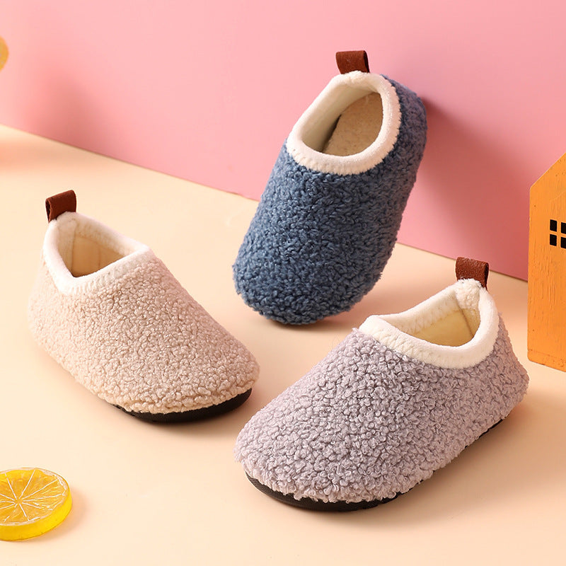 Fleece-lined Children's New Cotton Flexible Slippers