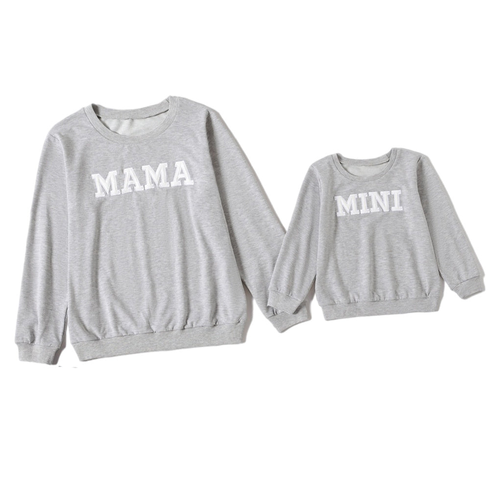Letter Printed Sweater Matching Mother and Daughter