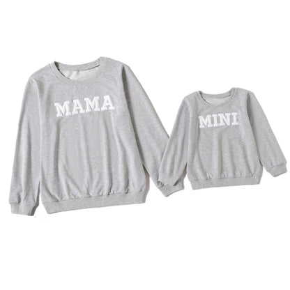 Letter Printed Sweater Matching Mother and Daughter