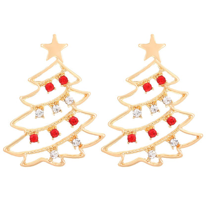 Christmas Earrings With Christmas Tree Colorful Zircon Christmas Tree
