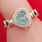 Fashion Love Shape Bracelet Watch Set Diamond Colored Heart Quartz