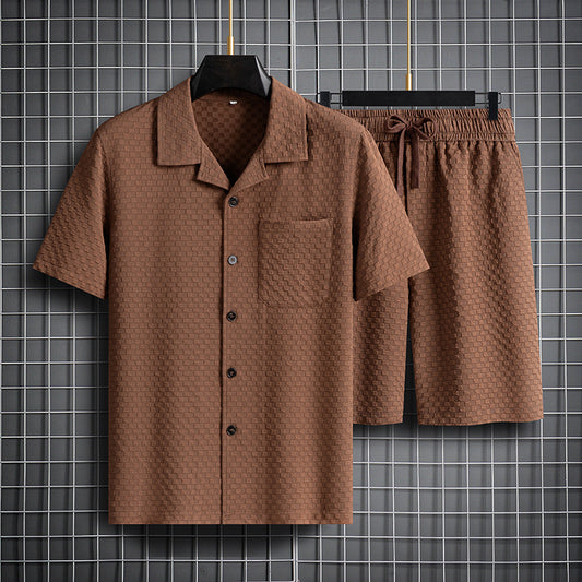 Lapel Short Sleeve Shorts Suit