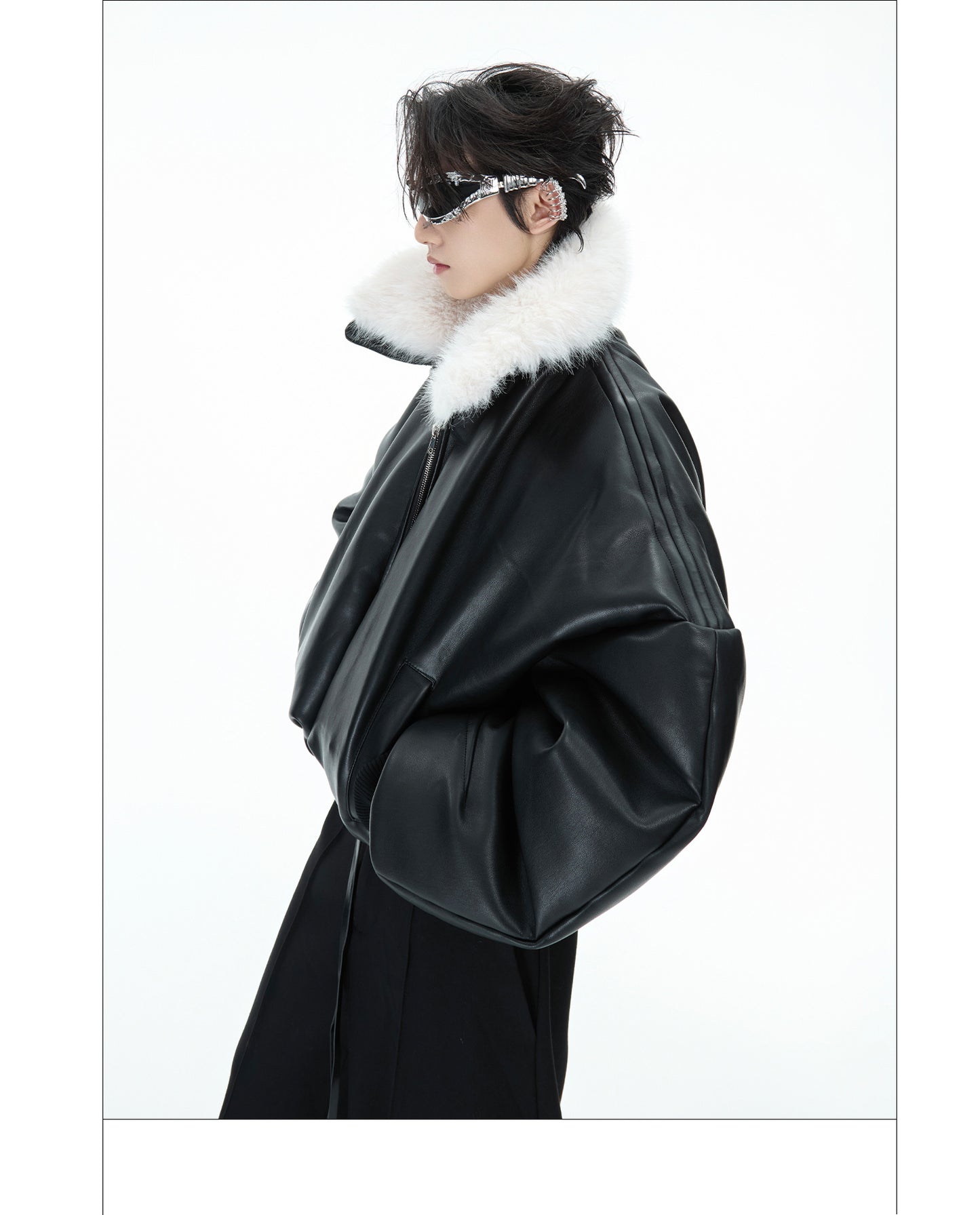 Cotton-padded Leather Coat