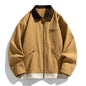 American Retro Workwear Autumn Loose Contrast Color Lapels Couple Jacket