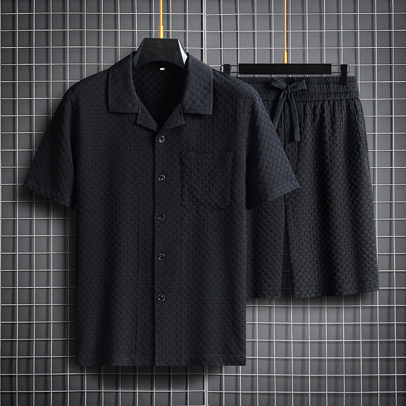 Lapel Short Sleeve Shorts Suit