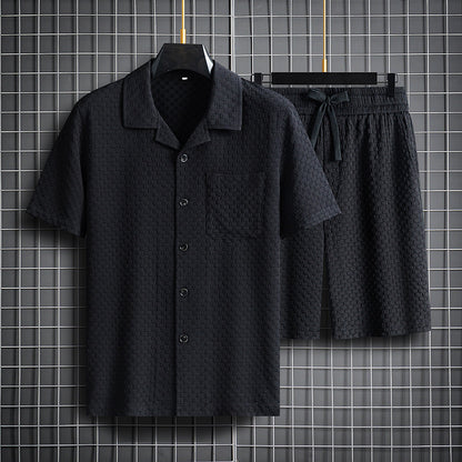Lapel Short Sleeve Shorts Suit