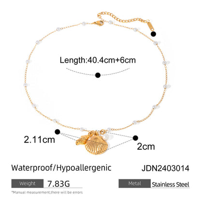 Fashion Jewelry 18K Gold Stainless Steel Pearl Chain Summer Holiday