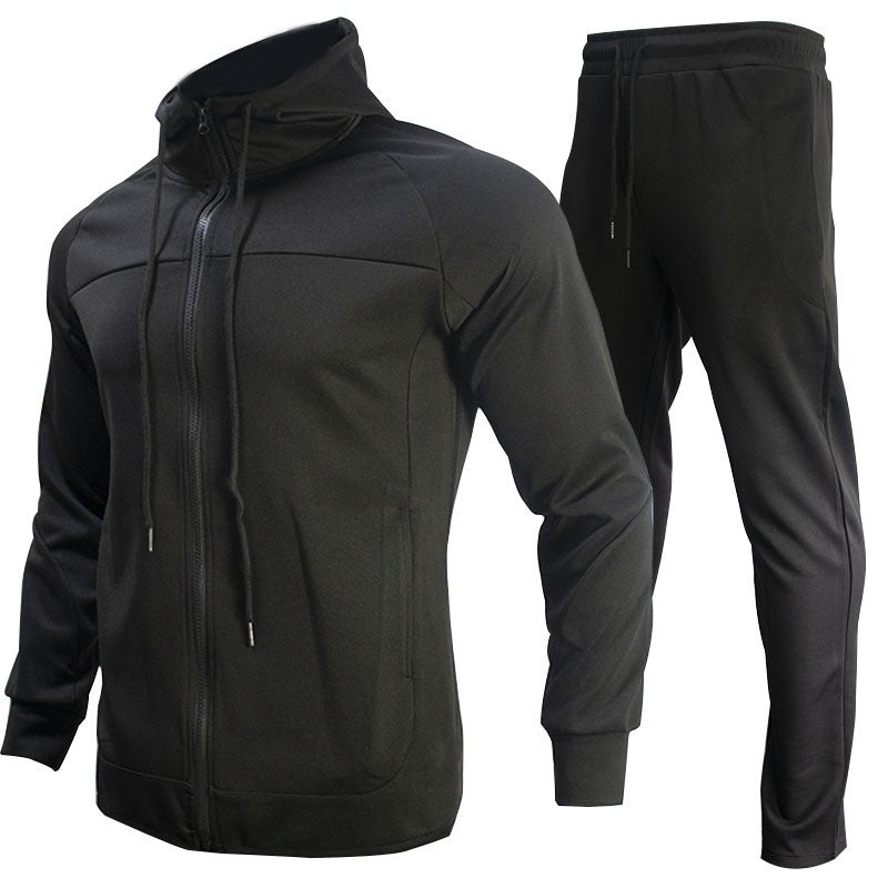 Men's Fashion Trendy Brand Contrast Color Sweatshirt Trousers Two-piece Set