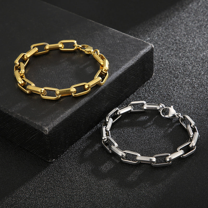 Men's Titanium Steel Bracelet Ins Niche Design Hip-hop Geometric