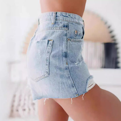 Raw Edge Denim Shorts