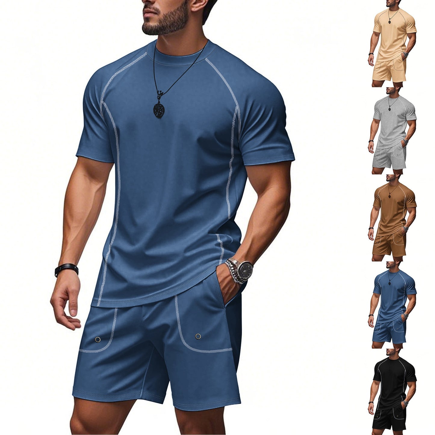 Minimalism Short Sleeve Shorts Suit