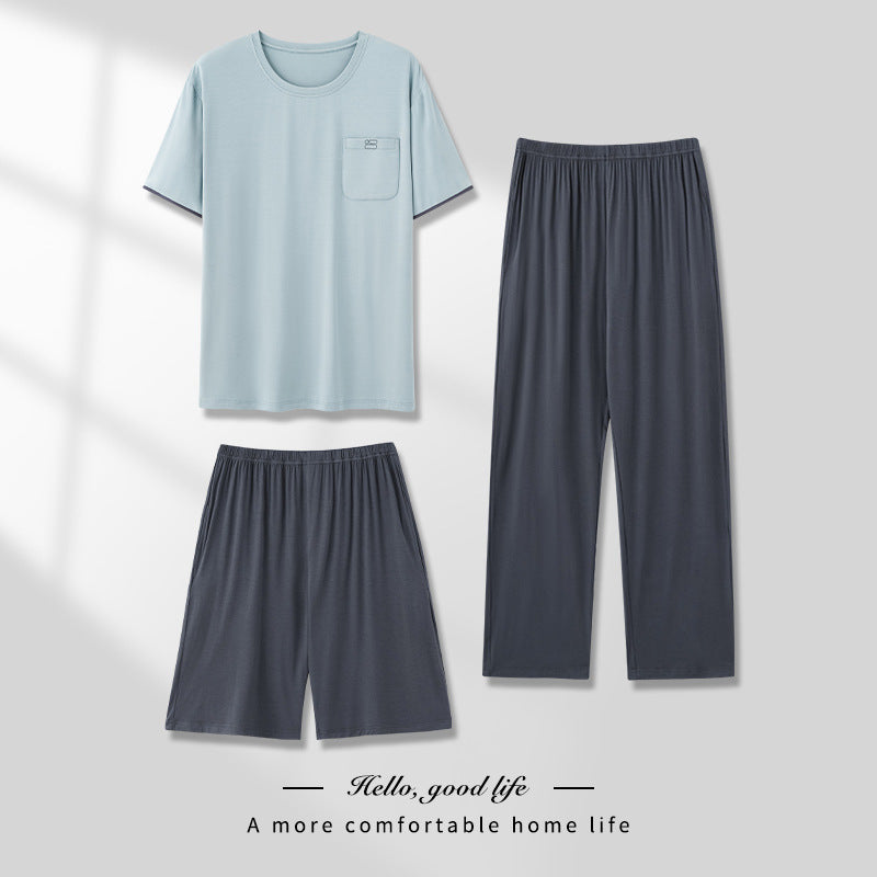 Men's Pajamas Thin Three-piece Home Wear